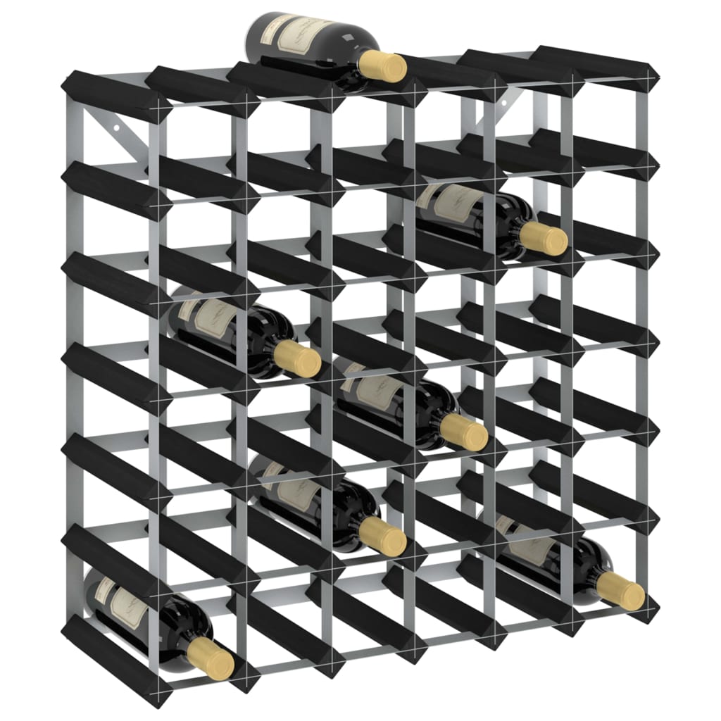 vidaXL vīna pudeļu plaukts 42 pudelēm, melns priedes masīvkoks
