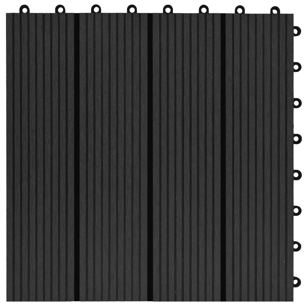 vidaXL terases flīzes, 22 gab., WPC, 30x30 cm, 2 m2, melnas