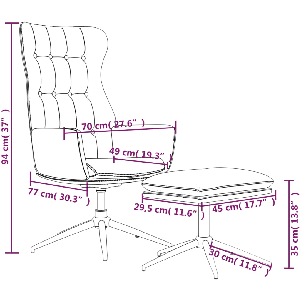 vidaXL atpūtas krēsls ar kājsoliņu, spīdīgi brūna mākslīgā āda