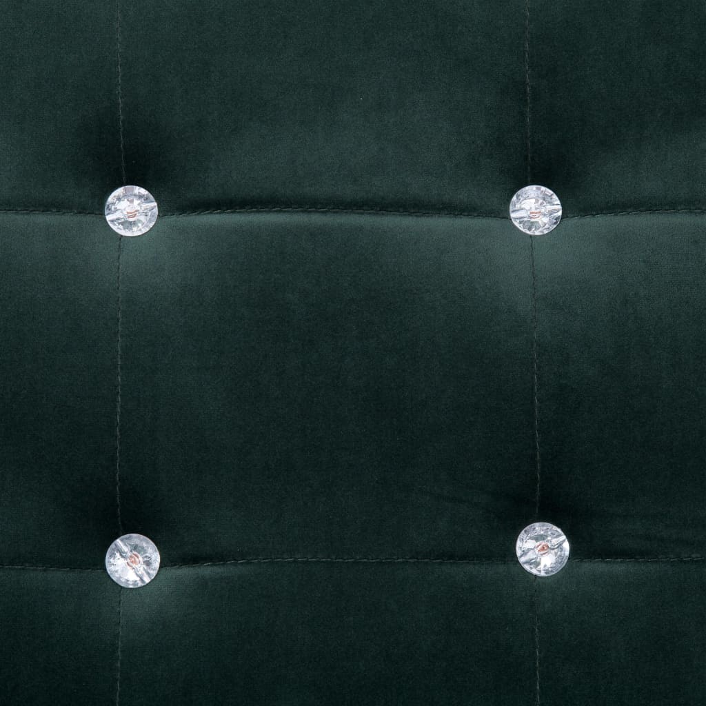 vidaXL divvietīgs dīvāns ar roku balstiem, hroms, tumši zaļš samts