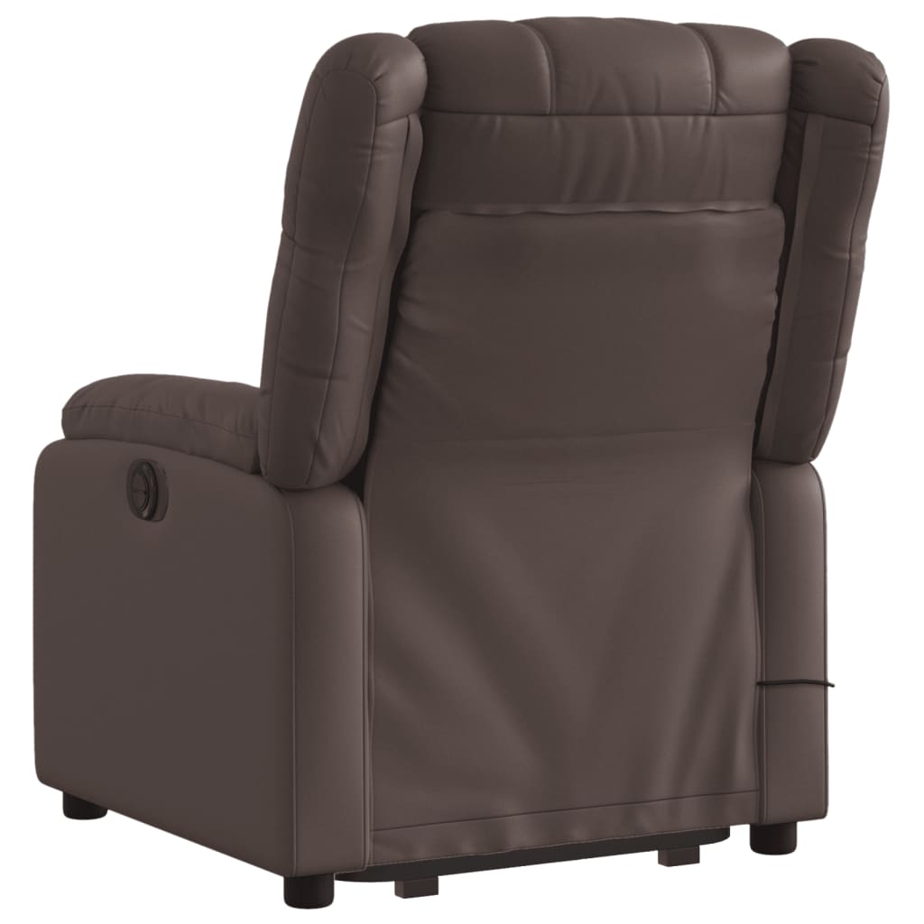 vidaXL elektrisks masāžas krēsls paceļams/atgāžams, brūna mākslīgā āda