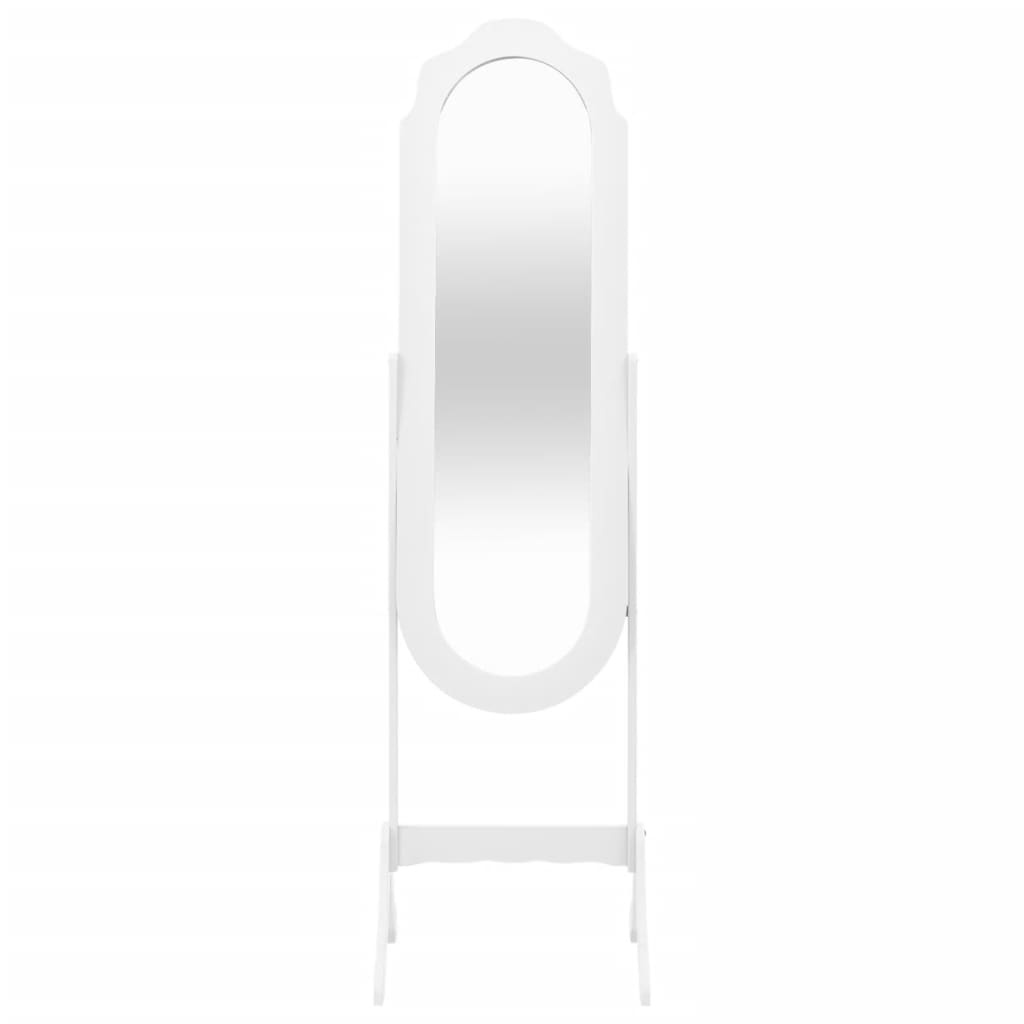 vidaXL grīdas spogulis, balts, 45,5x47,5x160 cm, inženierijas koks