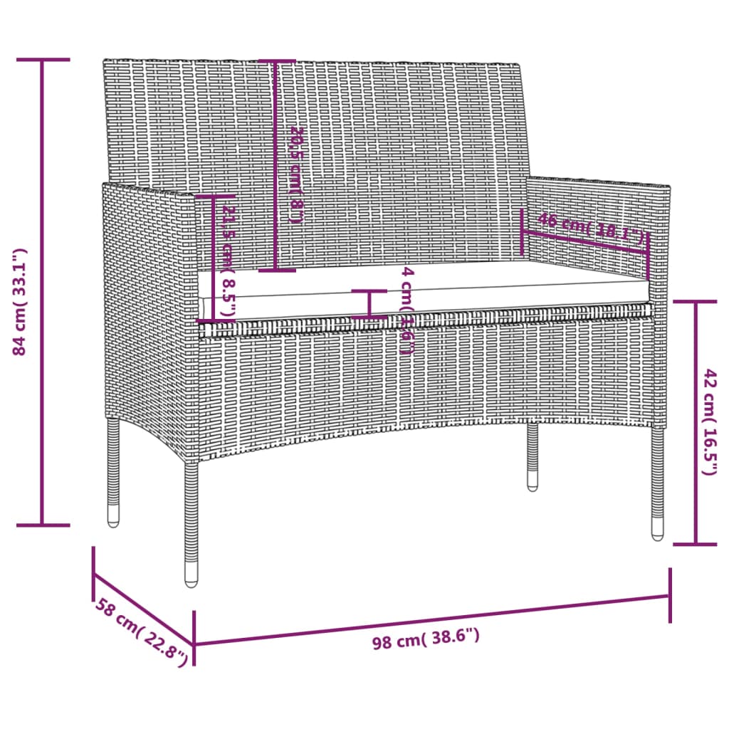 vidaXL 16-daļīgs dārza atpūtas mēbeļu komplekts, brūna PE rotangpalma