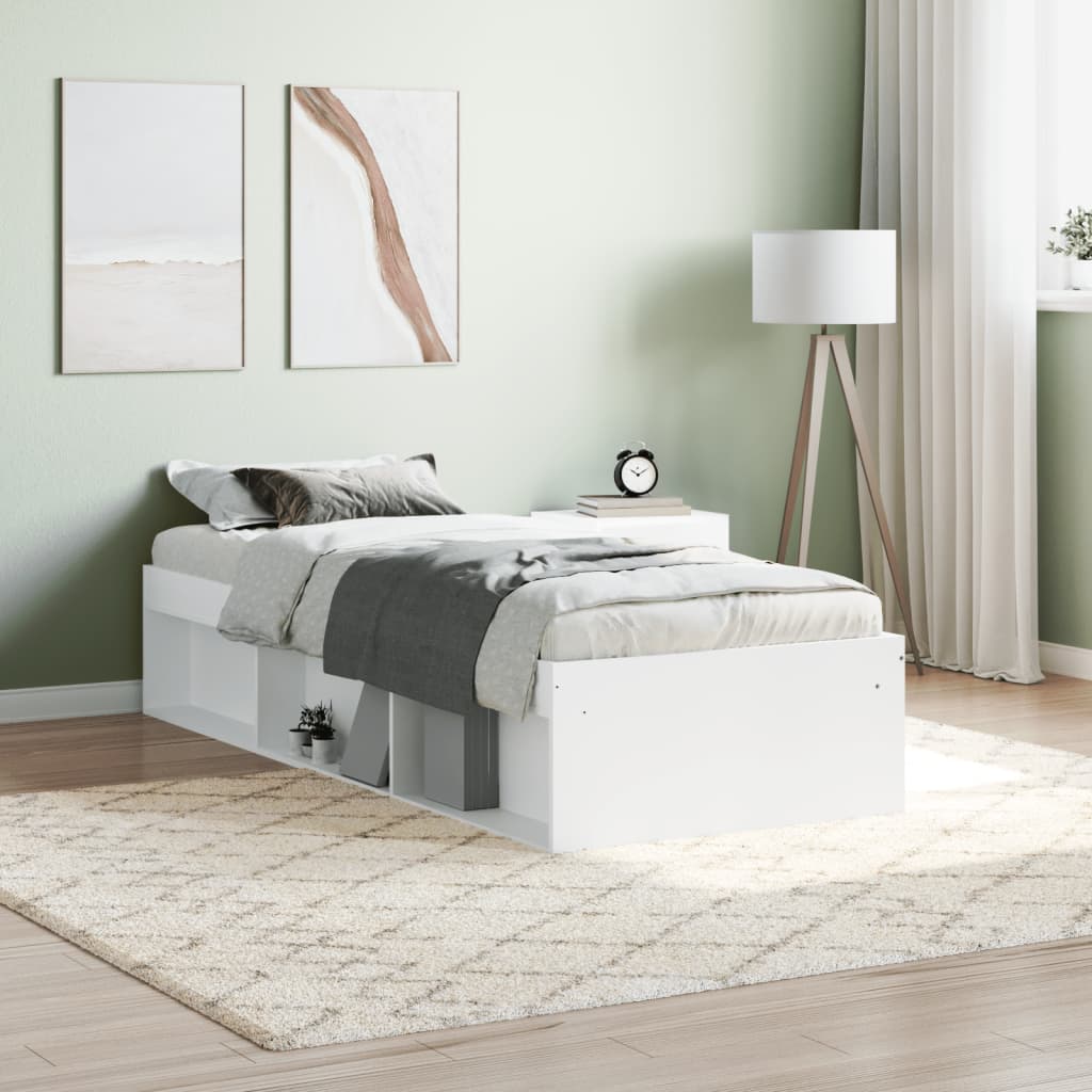 vidaXL gultas rāmis, balts, 75x190 cm