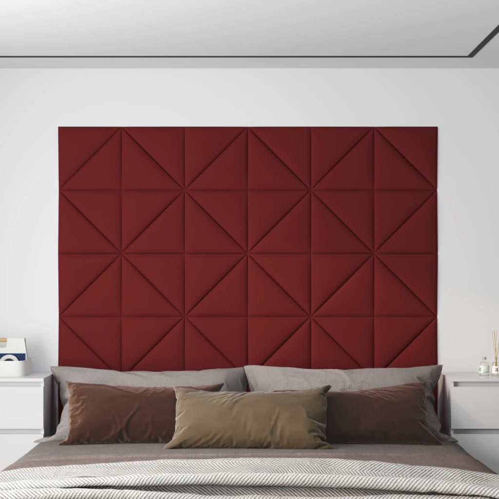 vidaXL sienas paneļi, 12 gab., vīnsarkani, 30x30 cm, audums, 0,54 m²