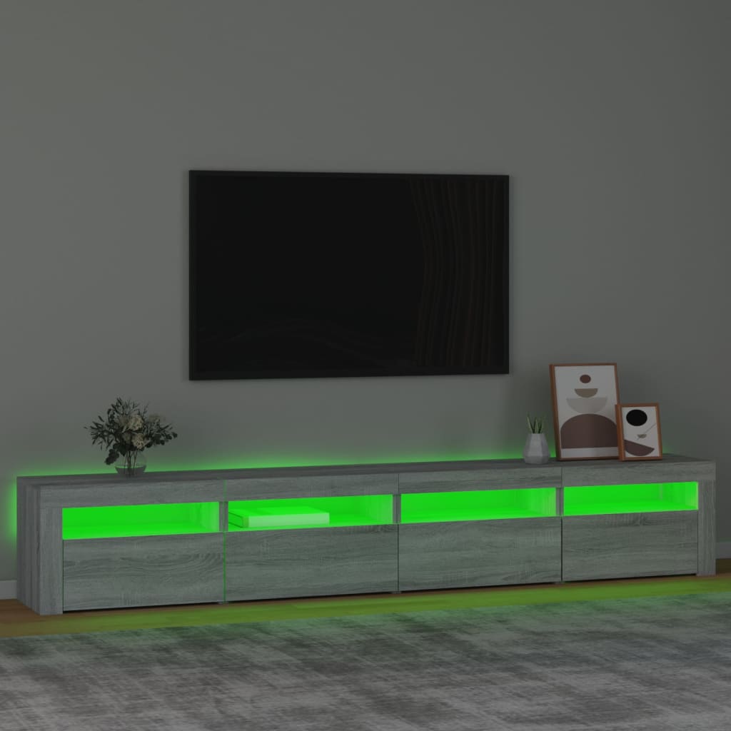 vidaXL TV skapītis ar LED, pelēka ozolkoka krāsa, 240x35x40 cm