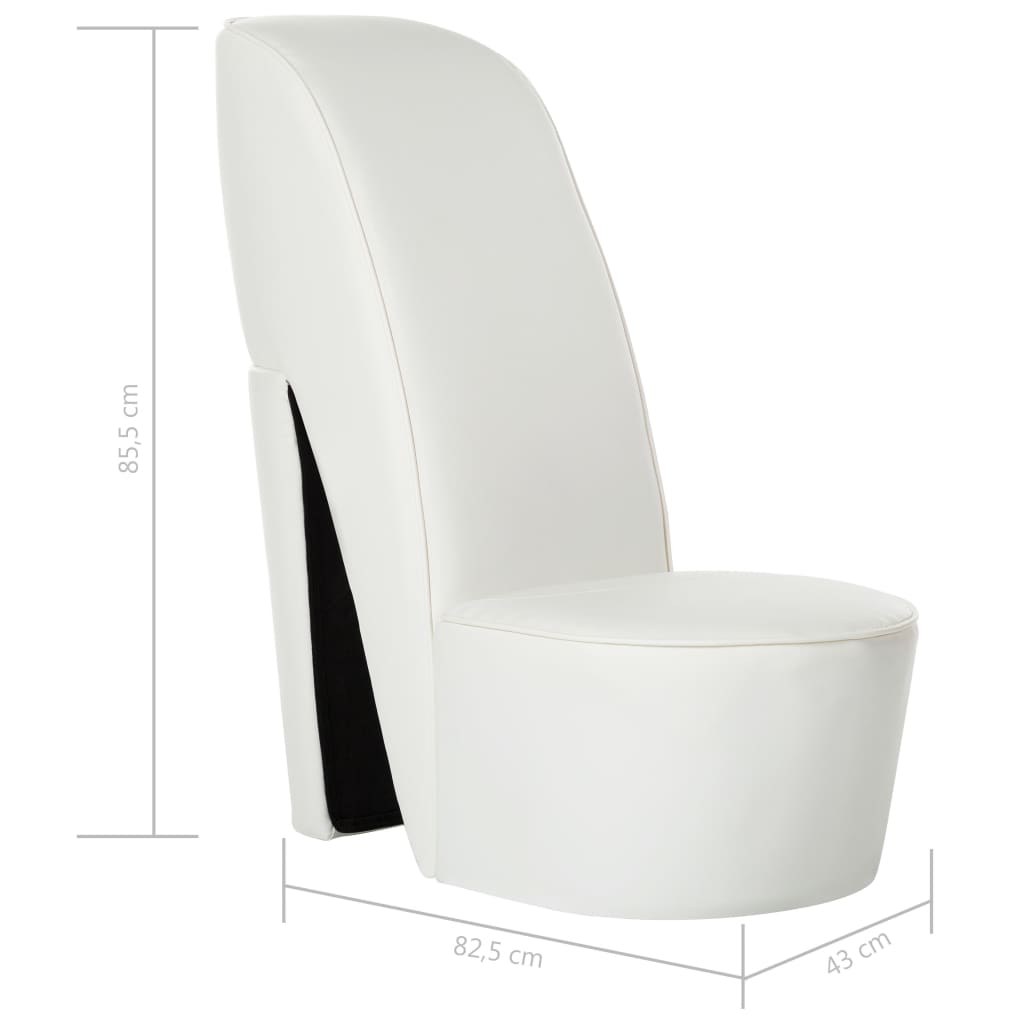 vidaXL krēsls, augstpapēžu kurpes dizains, balta mākslīgā āda