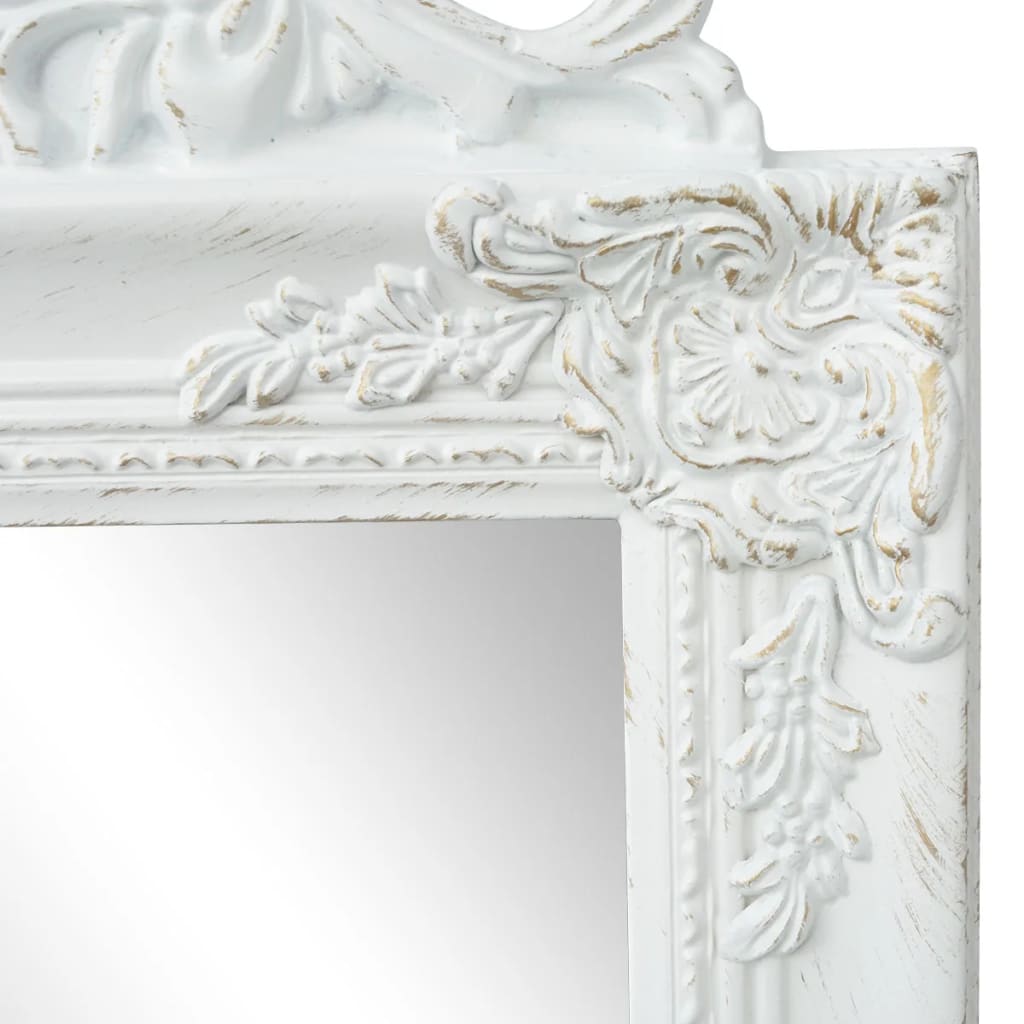vidaXL brīvi stāvošs spogulis, baroka stils, 160x40 cm, balts