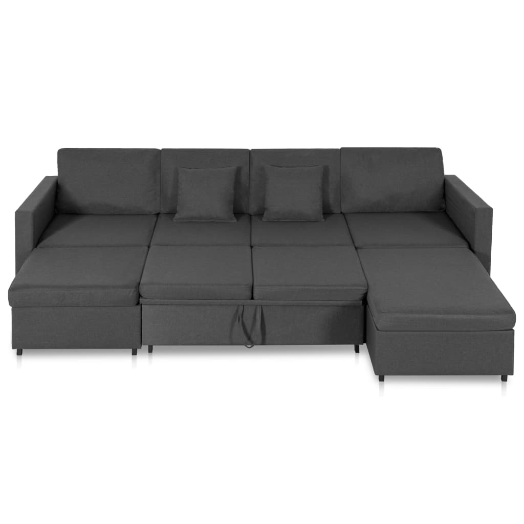 vidaXL četrvietīgs izvelkams dīvāns, tumši pelēks audums
