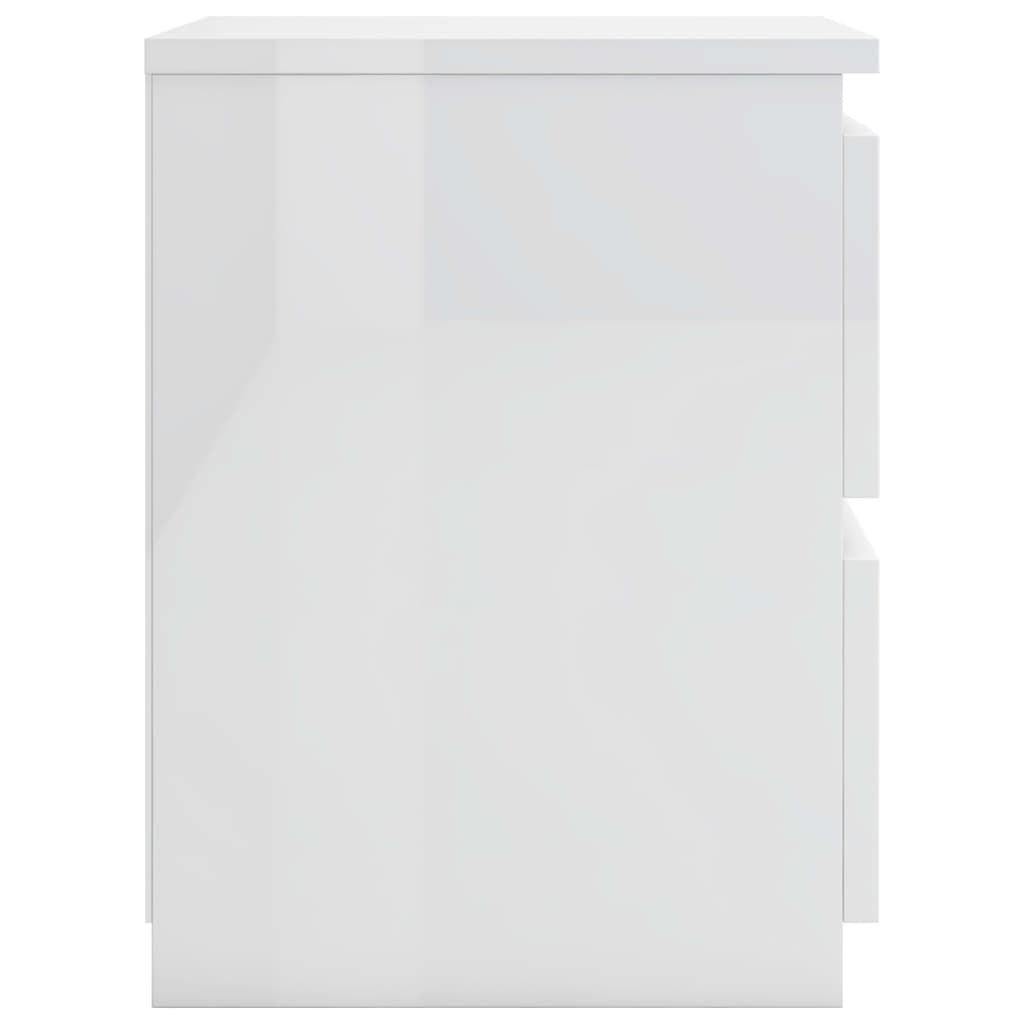 vidaXL naktsskapīši, 2 gb., 30x30x40 cm, spīdīgi balti, skaidu plāksne