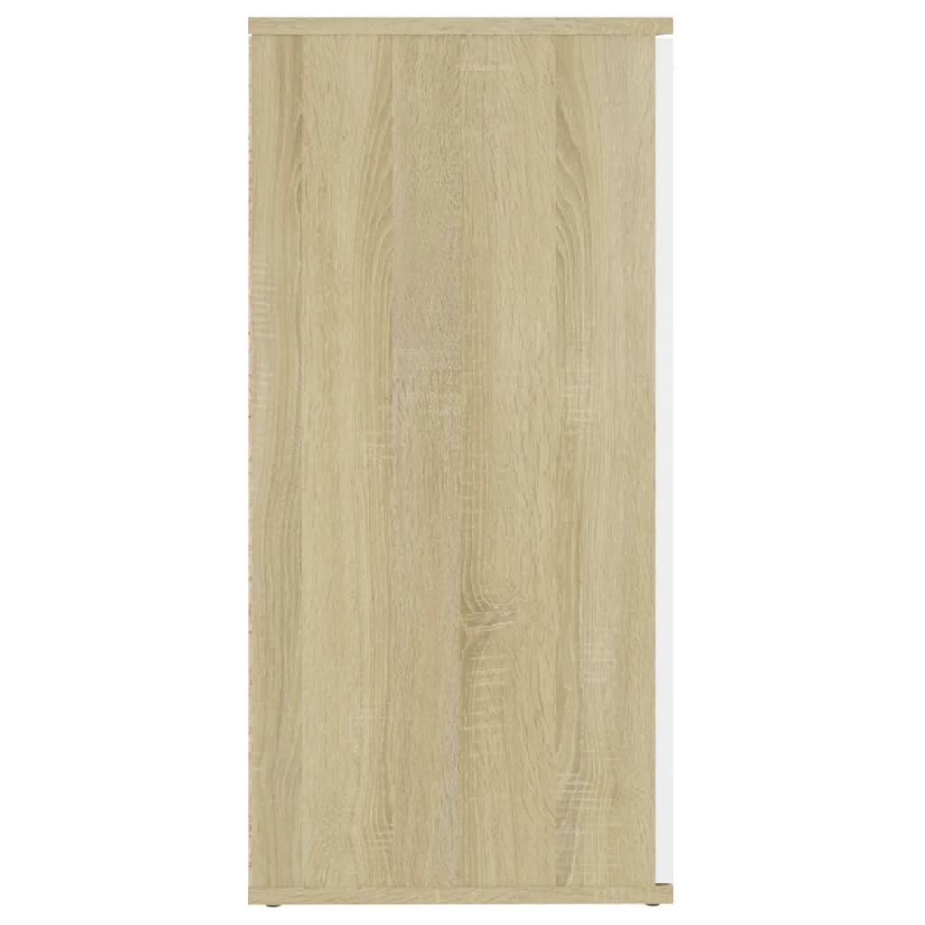 vidaXL kumode, balta, ozolkoka krāsa, 160x36x75 cm, kokskaidu plāksne