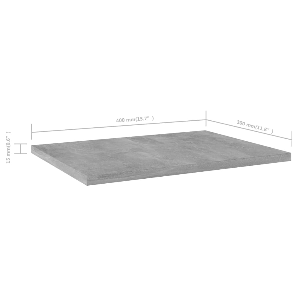 vidaXL plauktu dēļi, 4 gab., betonpelēki, 40x30x1,5 cm, skaidu plāksne