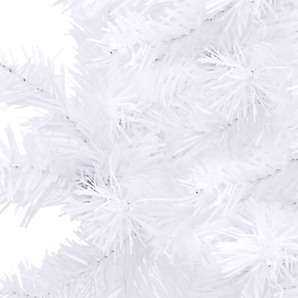 vidaXL izgaismota stūra Ziemassvētku egle, balta, 210 cm, PVC