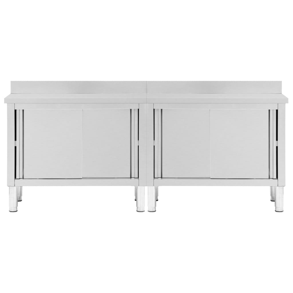 vidaXL darba galdi ar bīdāmām durvīm, 2 gb., 240x50x(95-97)cm, tērauds