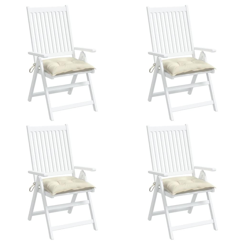 vidaXL dārza krēslu spilveni, 4 gab., krēmbalti, 50x50x7 cm, audums