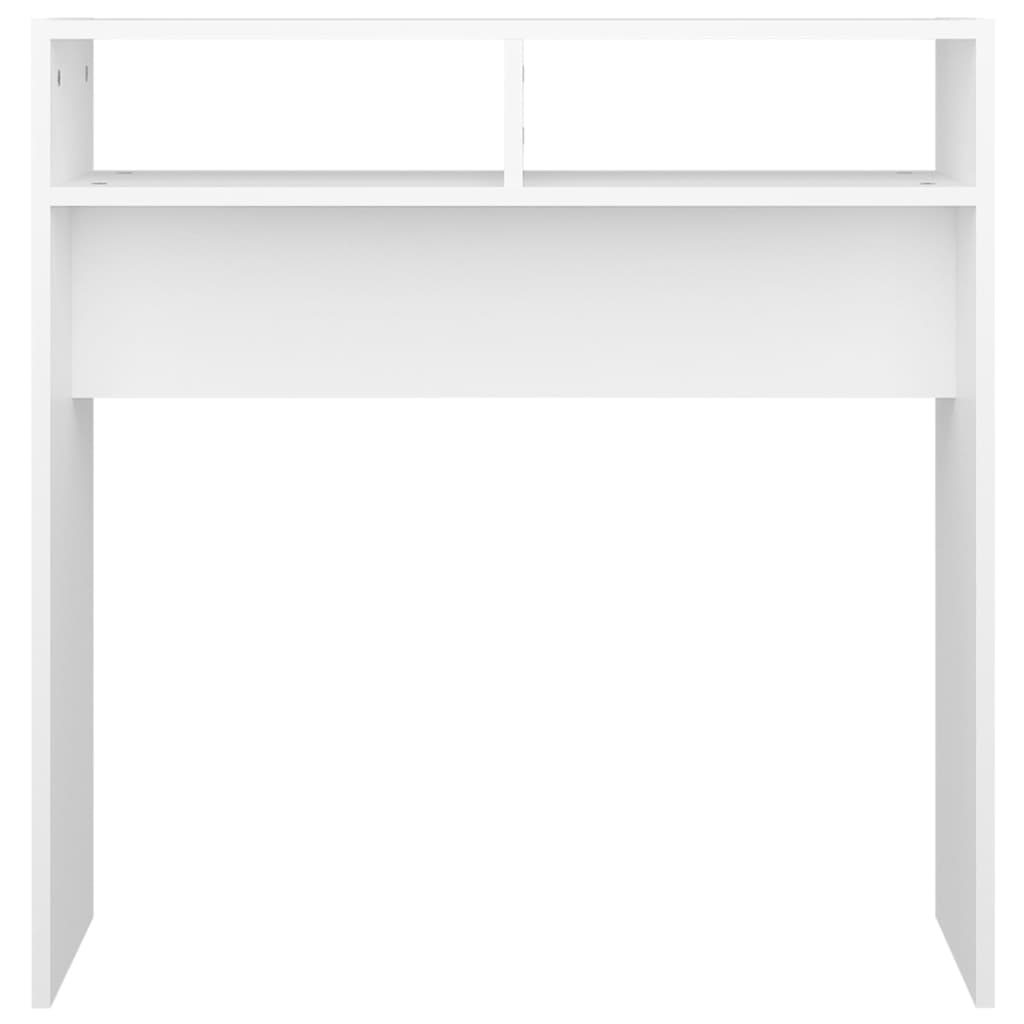 vidaXL konsoles galds, balts, 78x30x80 cm, skaidu plāksne