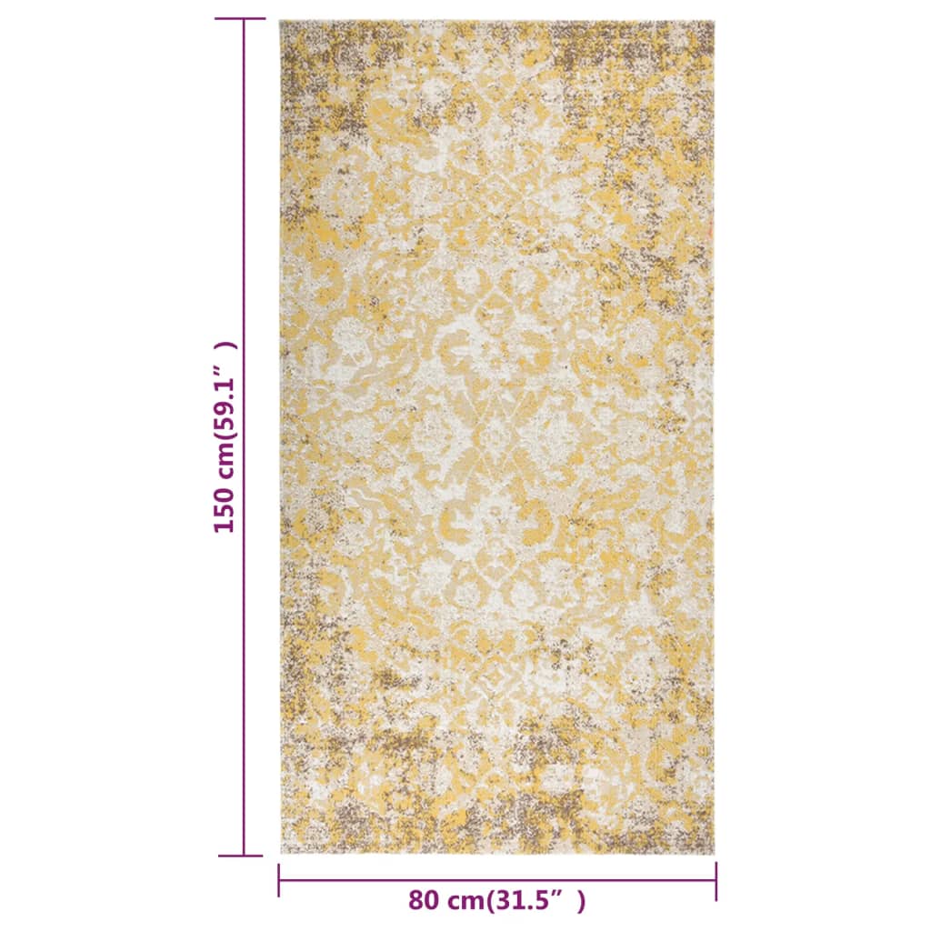 vidaXL āra paklājs, plakani austs, 80x150 cm, dzeltens