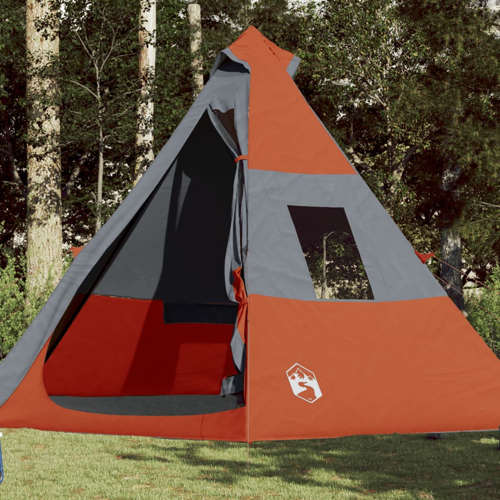vidaXL kempinga telts tipi 7 personām pelēka oranža ūdensnecaurlaidīga