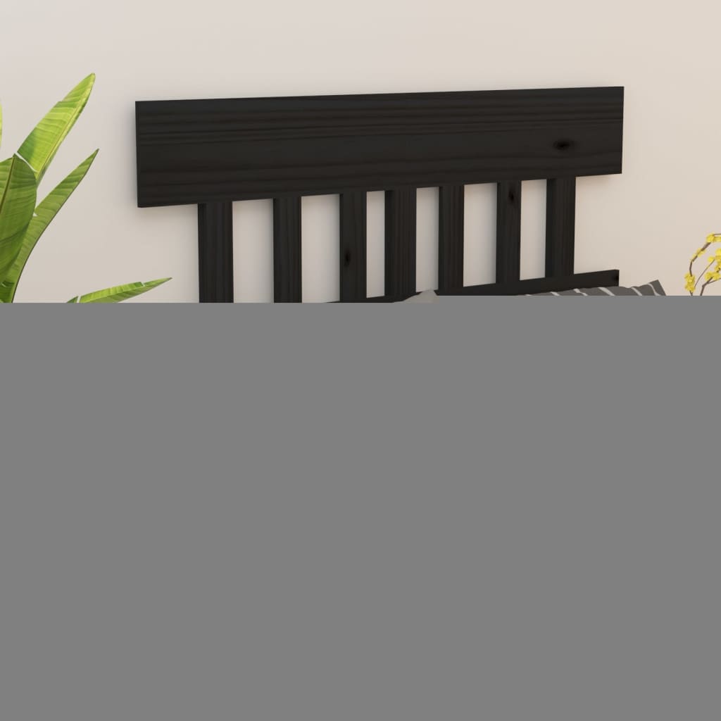 vidaXL gultas galvgalis, melns, 123,5x3x81 cm, priedes masīvkoks
