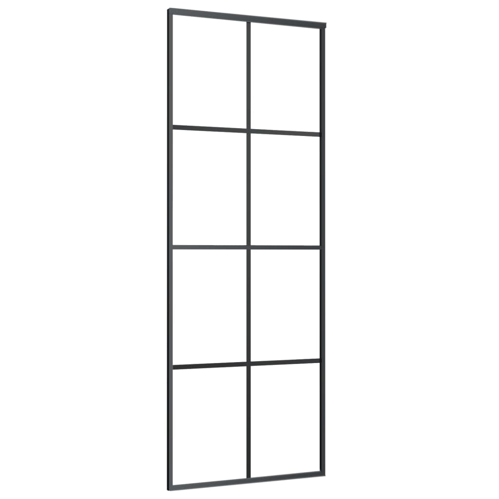 vidaXL bīdāmās durvis, melnas, 76x205 cm, ESG stikls un alumīnijs