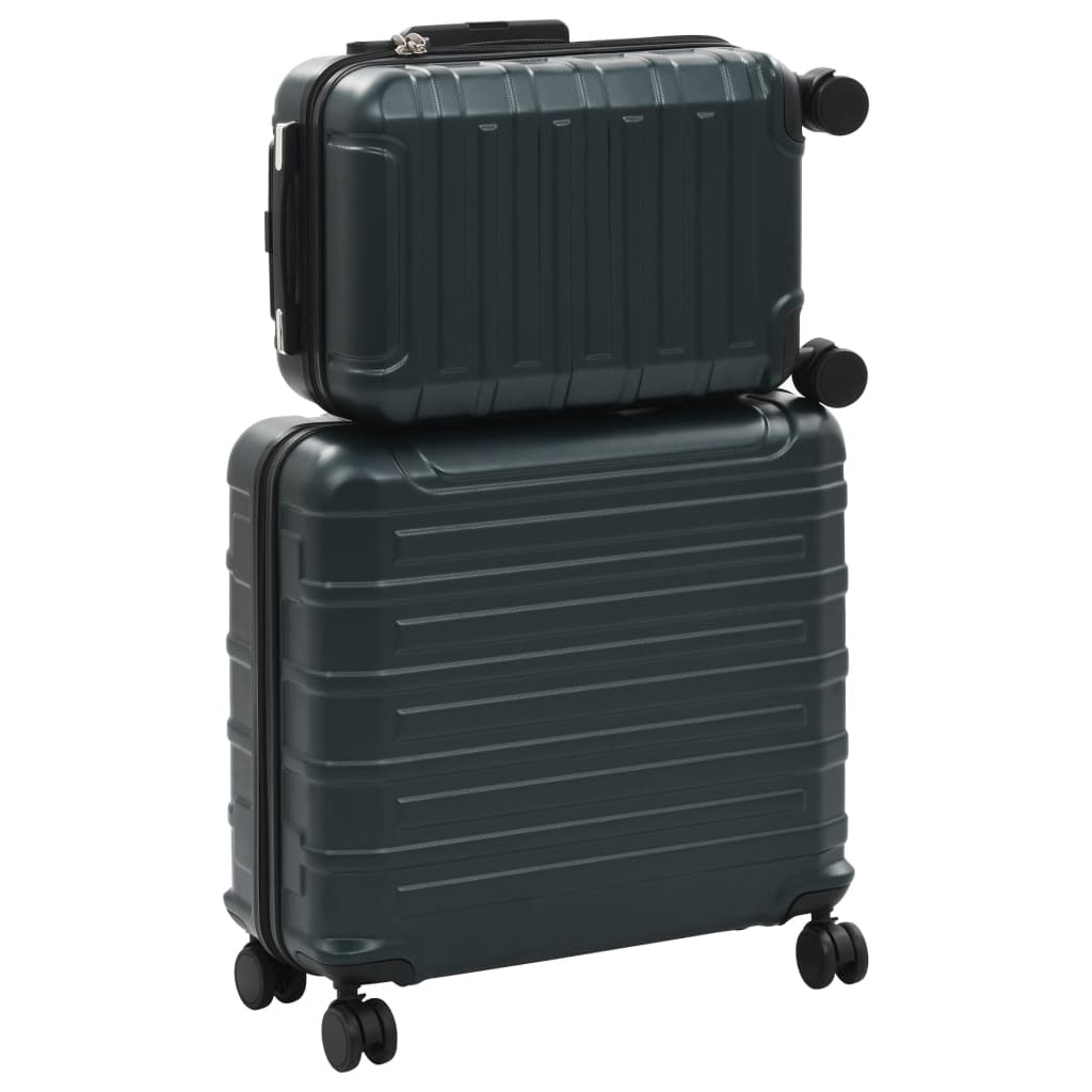 vidaXL cieto koferu komplekts, 2 gab., ABS, zaļš