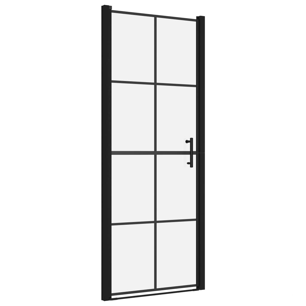 vidaXL dušas durvis, rūdīts stikls, 91x195 cm, melnas