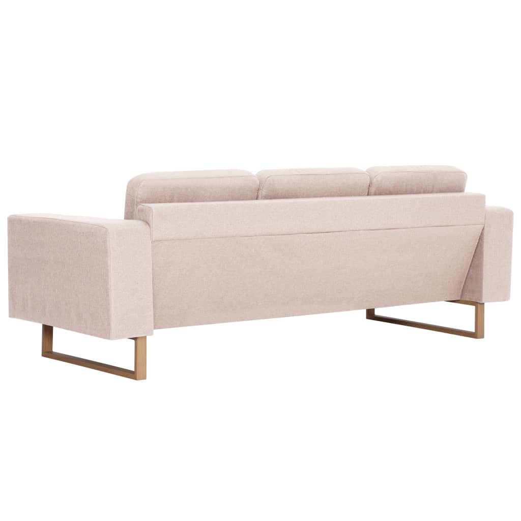 vidaXL trīsvietīgs dīvāns, krēmkrāsas audums
