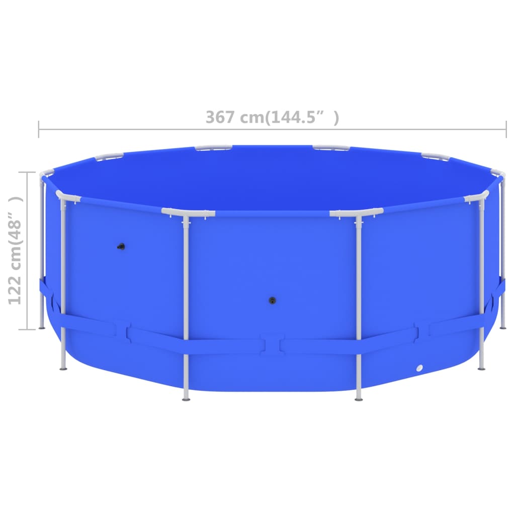 vidaXL peldbaseins ar tērauda rāmi, 367x122 cm, zils