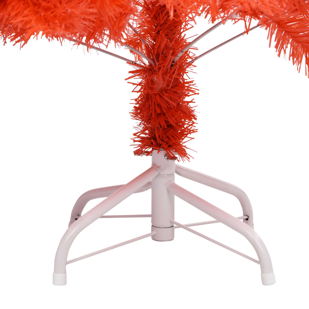 vidaXL mākslīgā Ziemassvētku egle ar statīvu, LED, sarkana, 180cm, PVC