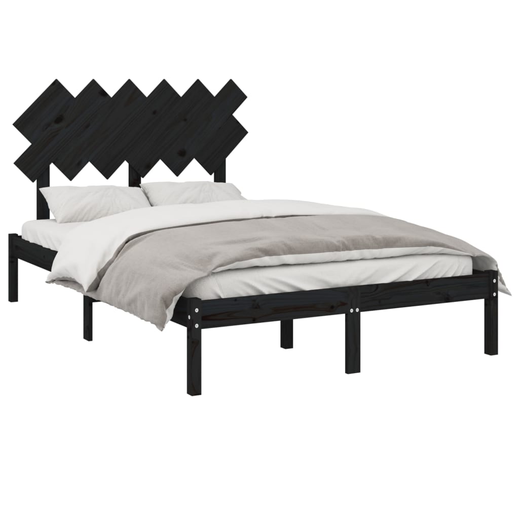 vidaXL gultas rāmis, melns, 120x200 cm, masīvkoks