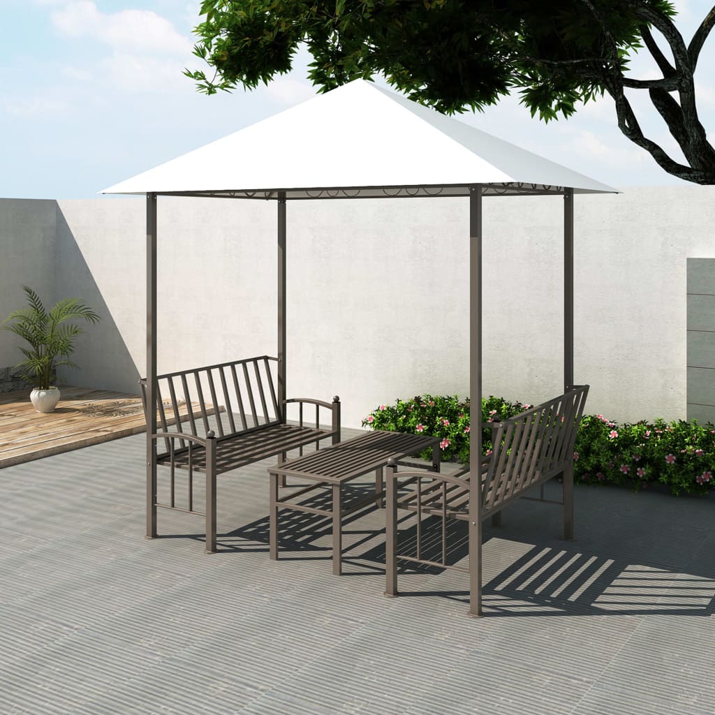 vidaXL dārza nojume ar galdu un soliem, 2,5x1,5x2,4 m