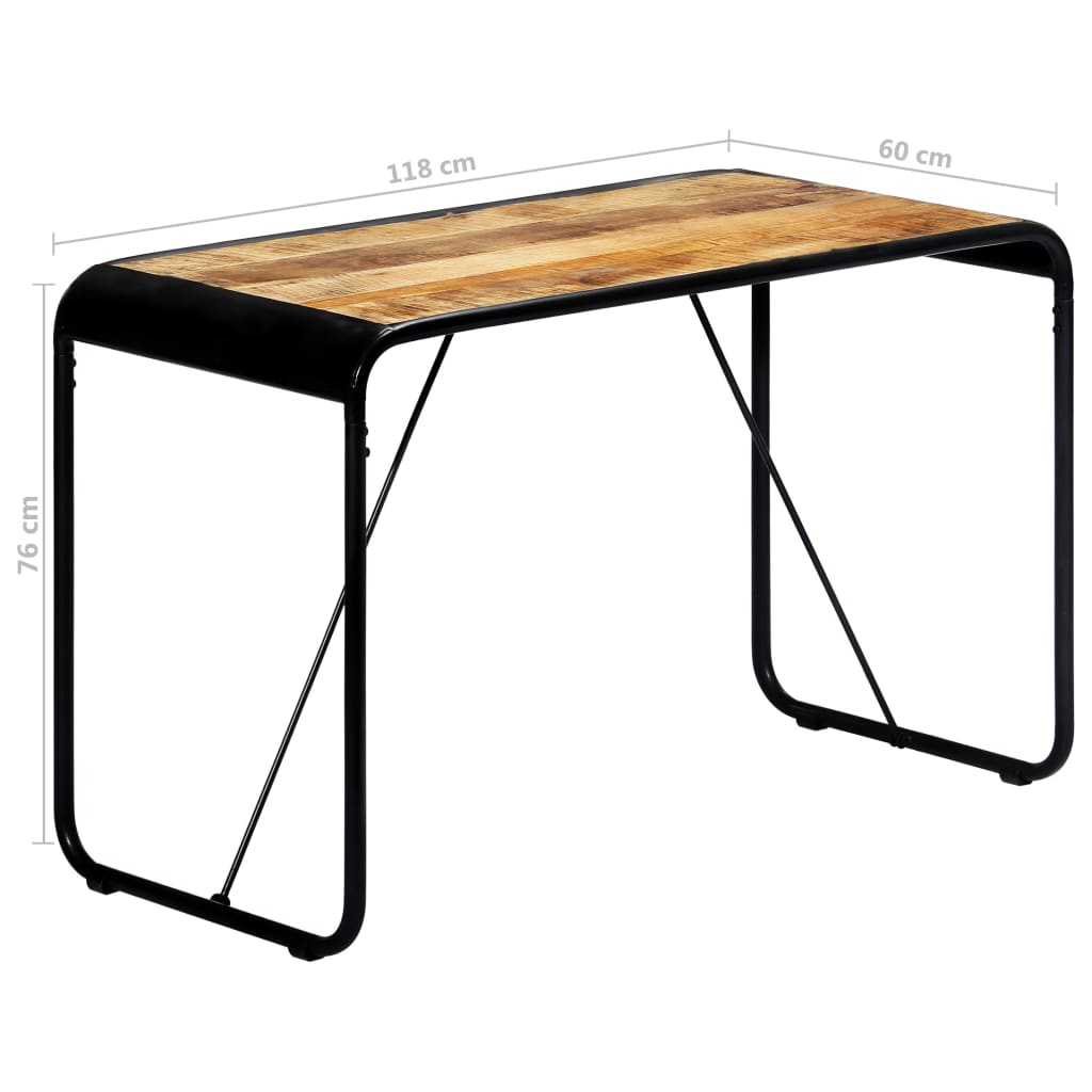 vidaXL virtuves galds, 118x60x76 cm, neapstrādāts mango masīvkoks