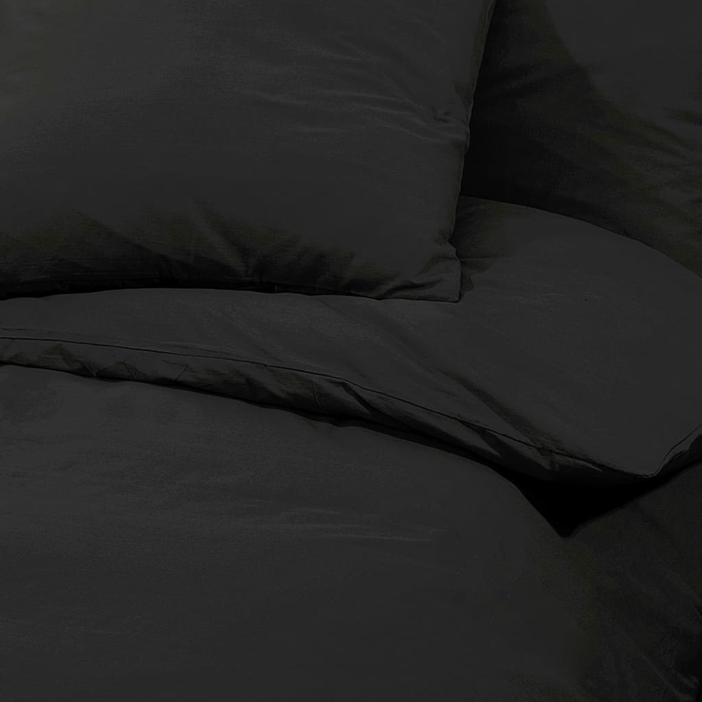 vidaXL gultasveļas komplekts, melns, 135x200 cm, kokvilna
