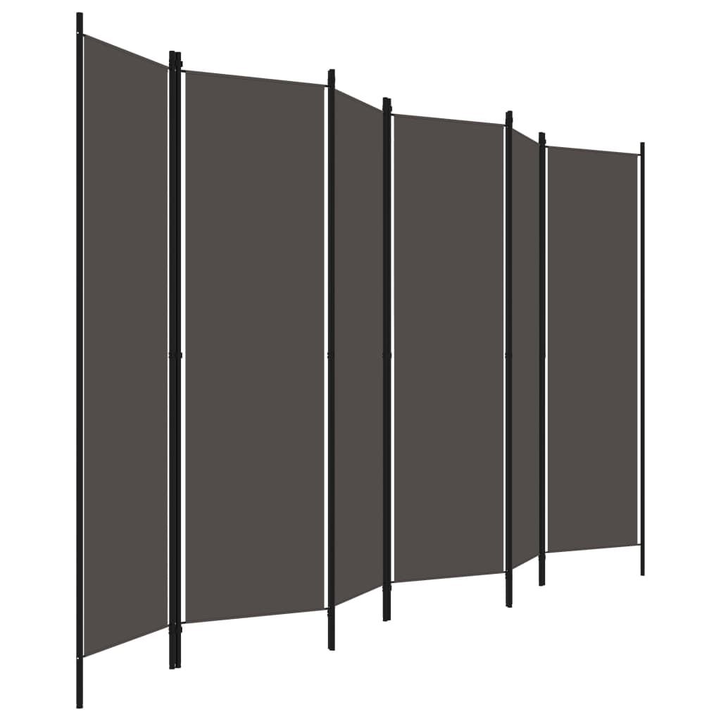 vidaXL 6-paneļu istabas aizslietnis, antracītpelēks, 300x180 cm