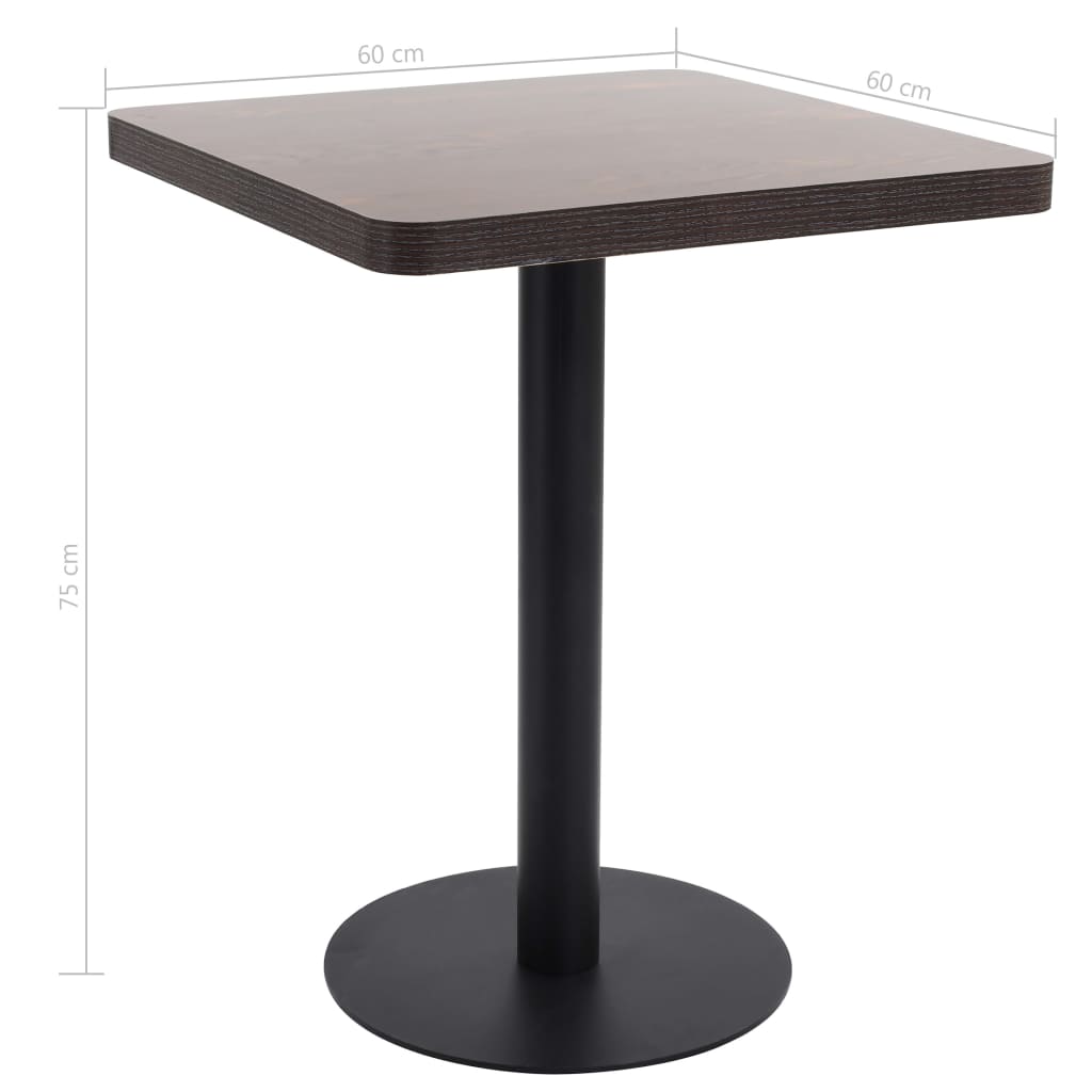 vidaXL bistro galds, tumši brūns, 60x60 cm, MDF