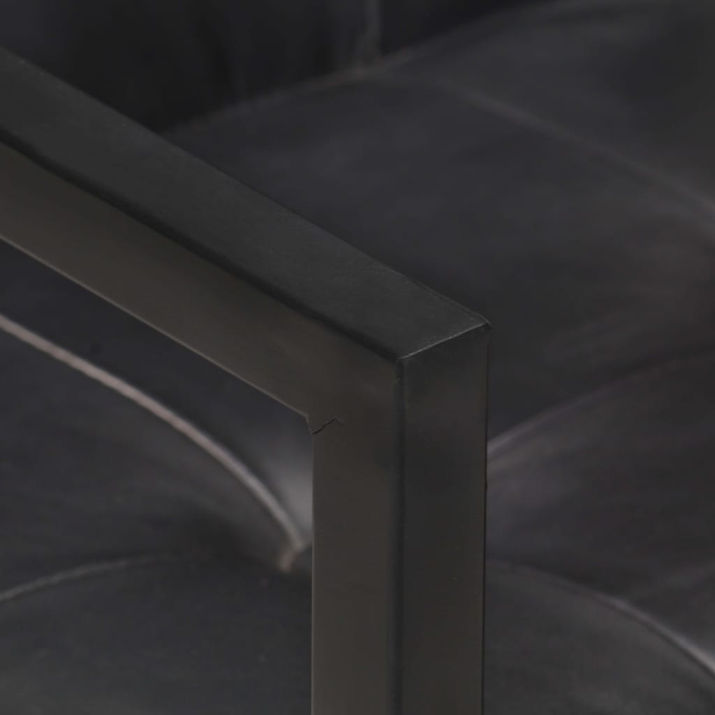 vidaXL konsoles virtuves krēsli, 6 gab., melna dabīgā āda