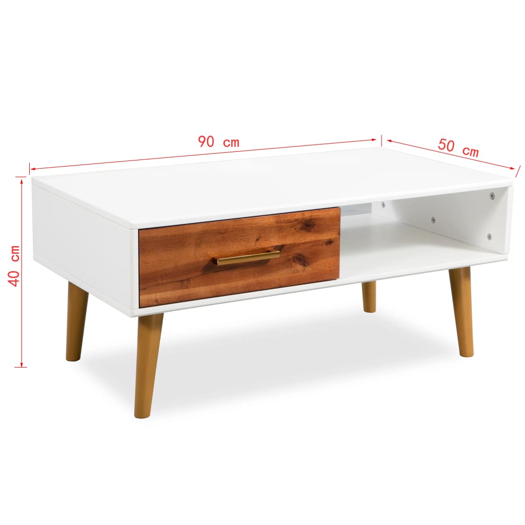 vidaXL kafijas galdiņš, akācijas masīvkoks, 90x50x40 cm