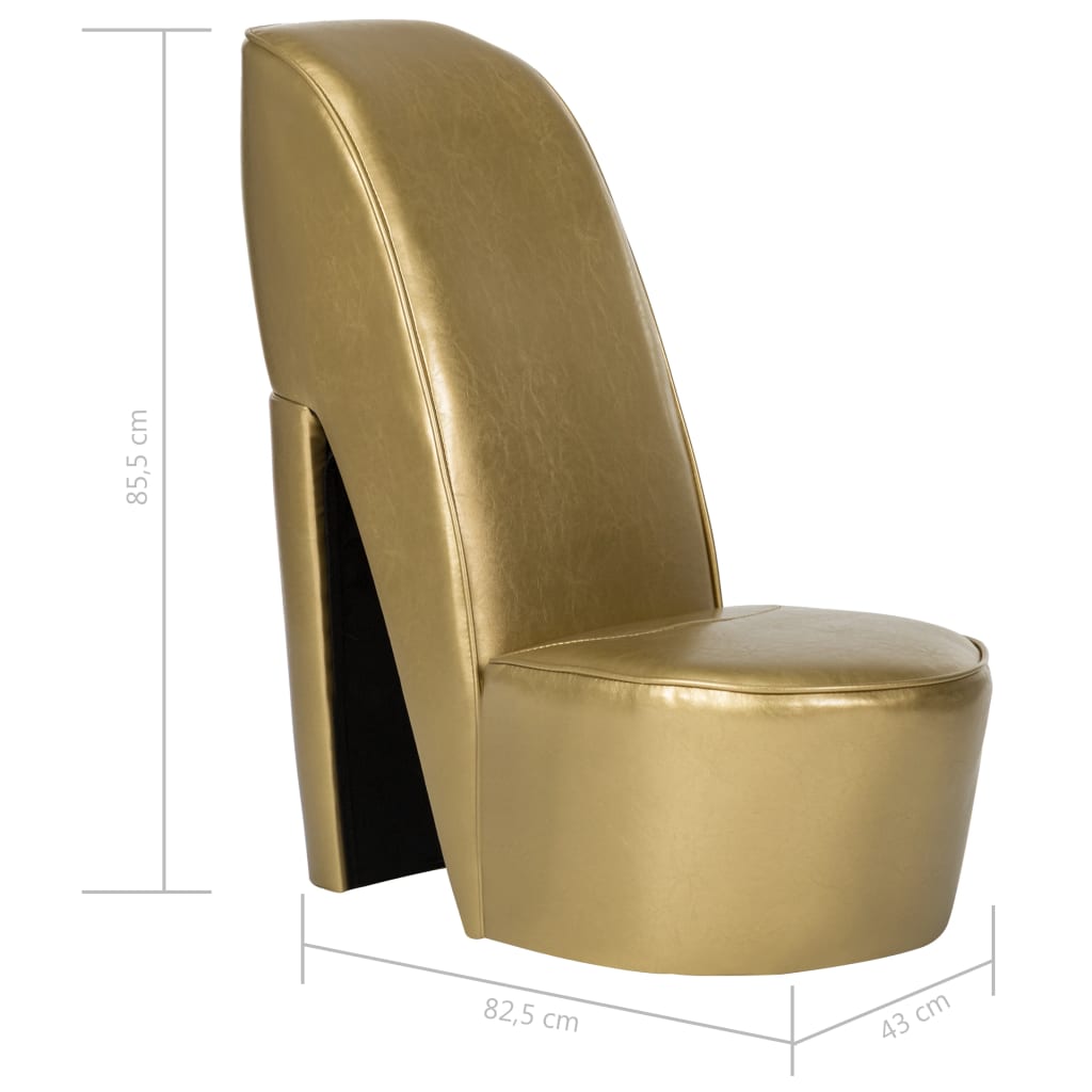 vidaXL krēsls, augstpapēžu kurpes dizains, zelta mākslīgā āda
