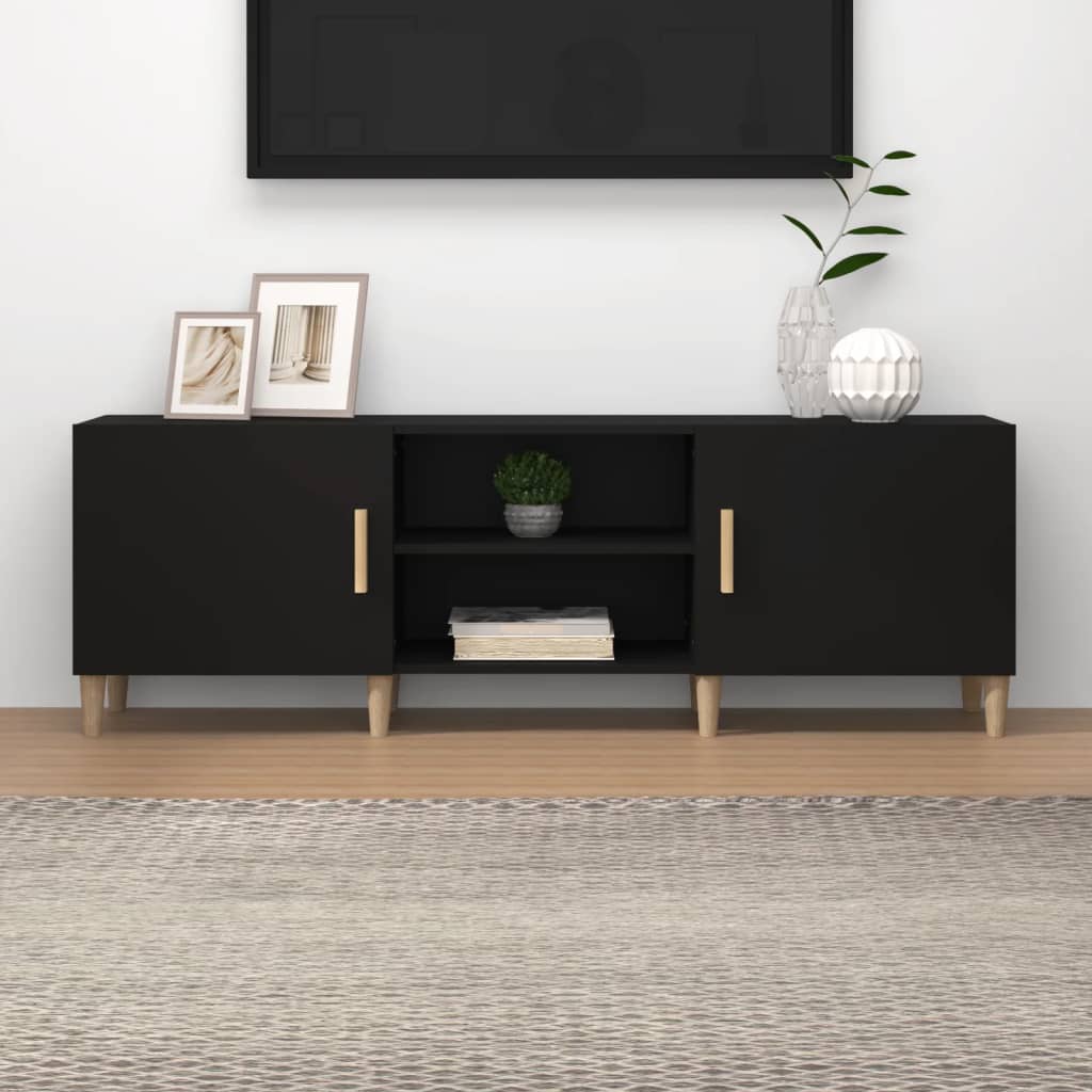 vidaXL TV skapītis, melns, 150x30x50 cm, inženierijas koks