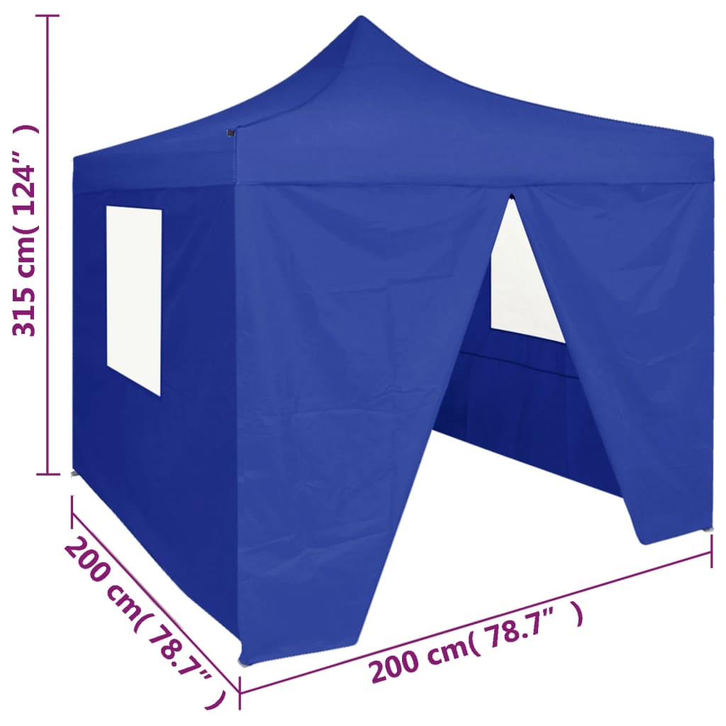 vidaXL saliekama nojume ar 4 sienām, zila, 2x2 m, tērauds