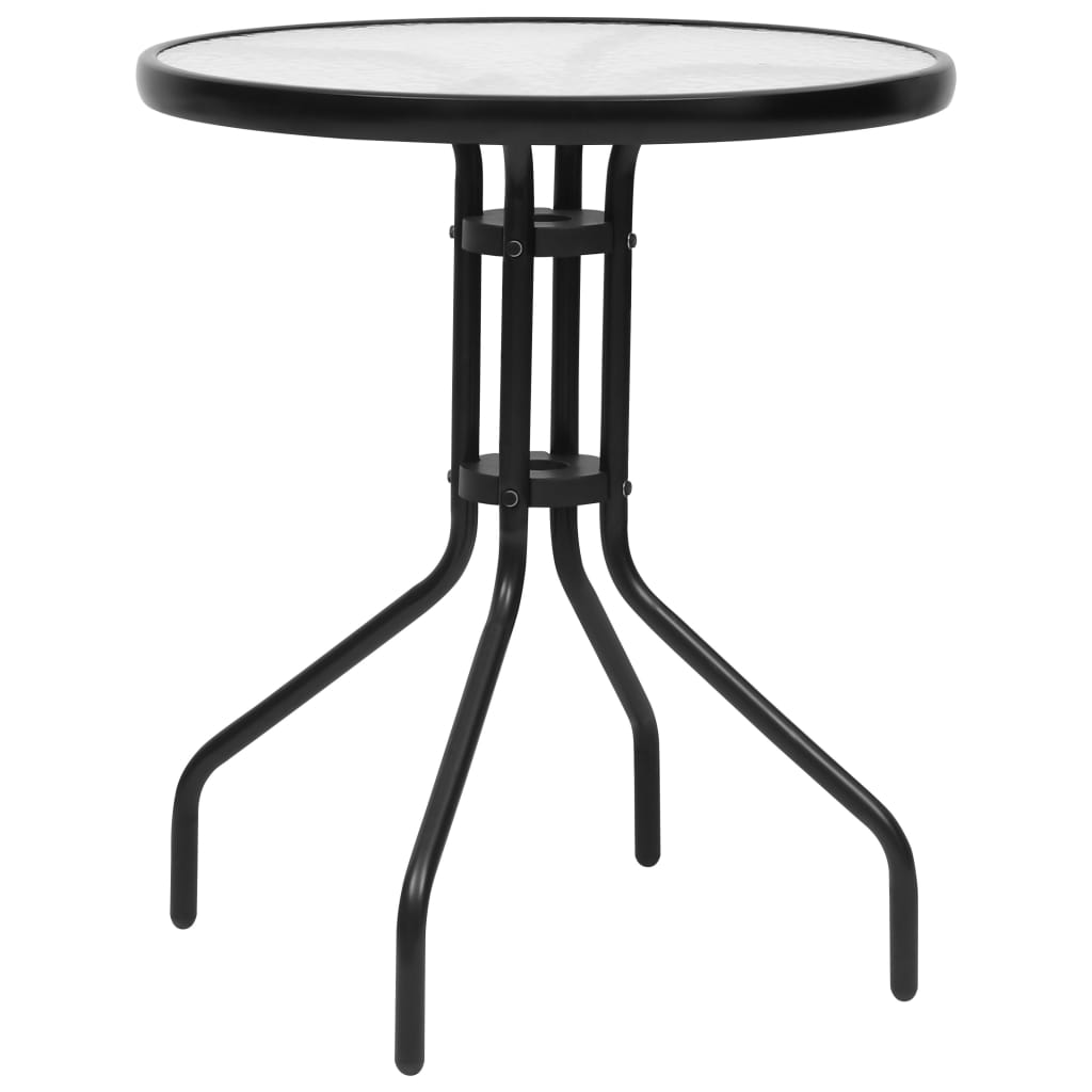 vidaXL dārza galds, Ø60x70 cm, melns, tērauds