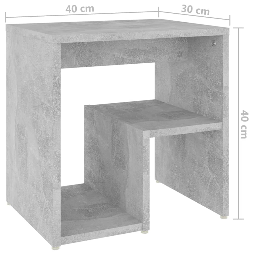 vidaXL naktsskapītis, betona pelēks, 40x30x40 cm, skaidu plāksne