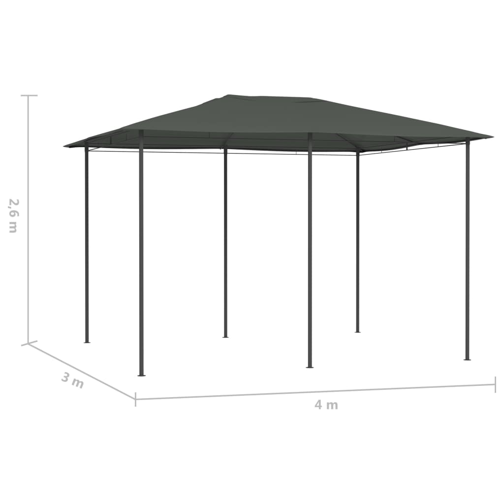 vidaXL dārza nojume, 3x4x2,6 m, antracītpelēka, 160 g/m²