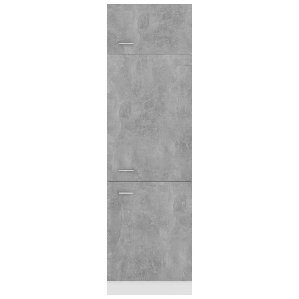 vidaXL ledusskapja skapis, betona pelēks, 60x57x207 cm, skaidu plātne