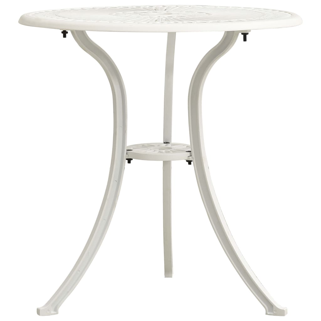 vidaXL dārza galds, balts, 62x62x65 cm, liets alumīnijs