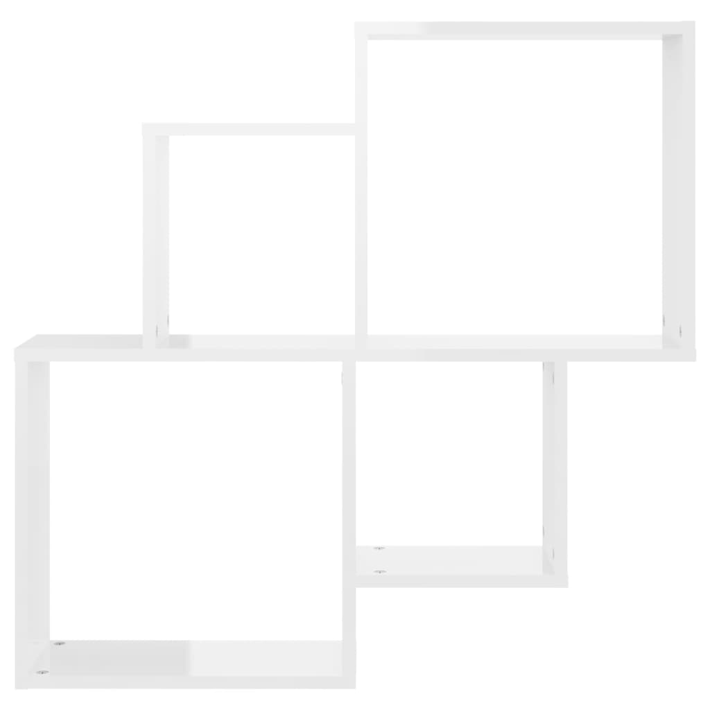 vidaXL sienas plaukts, spīdīgi balts, 80x15x78,5 cm, skaidu plāksne