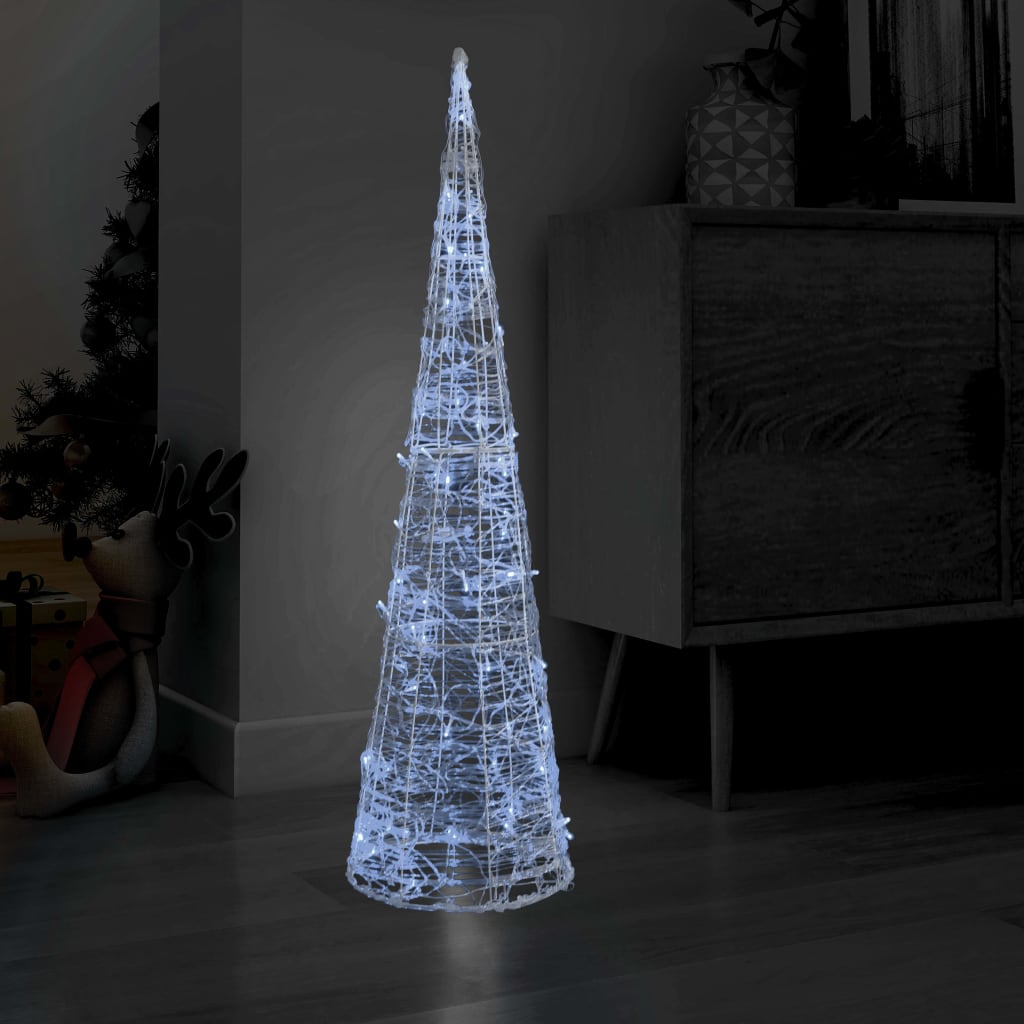 vidaXL LED lampiņu dekorācija, akrils, piramīda, 120 cm, vēsi balta
