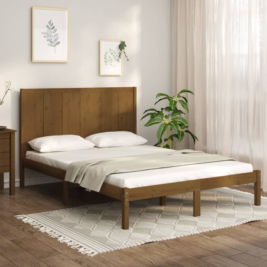 vidaXL gultas rāmis, medus brūns, priedes masīvkoks, 140x200 cm
