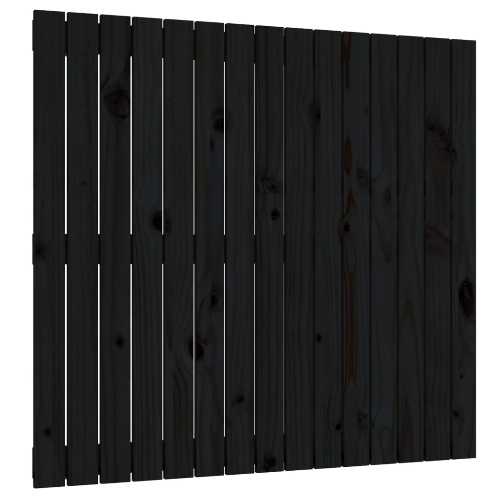 vidaXL sienas galvgalis, melns, 95,5x3x90 cm, priedes masīvkoks
