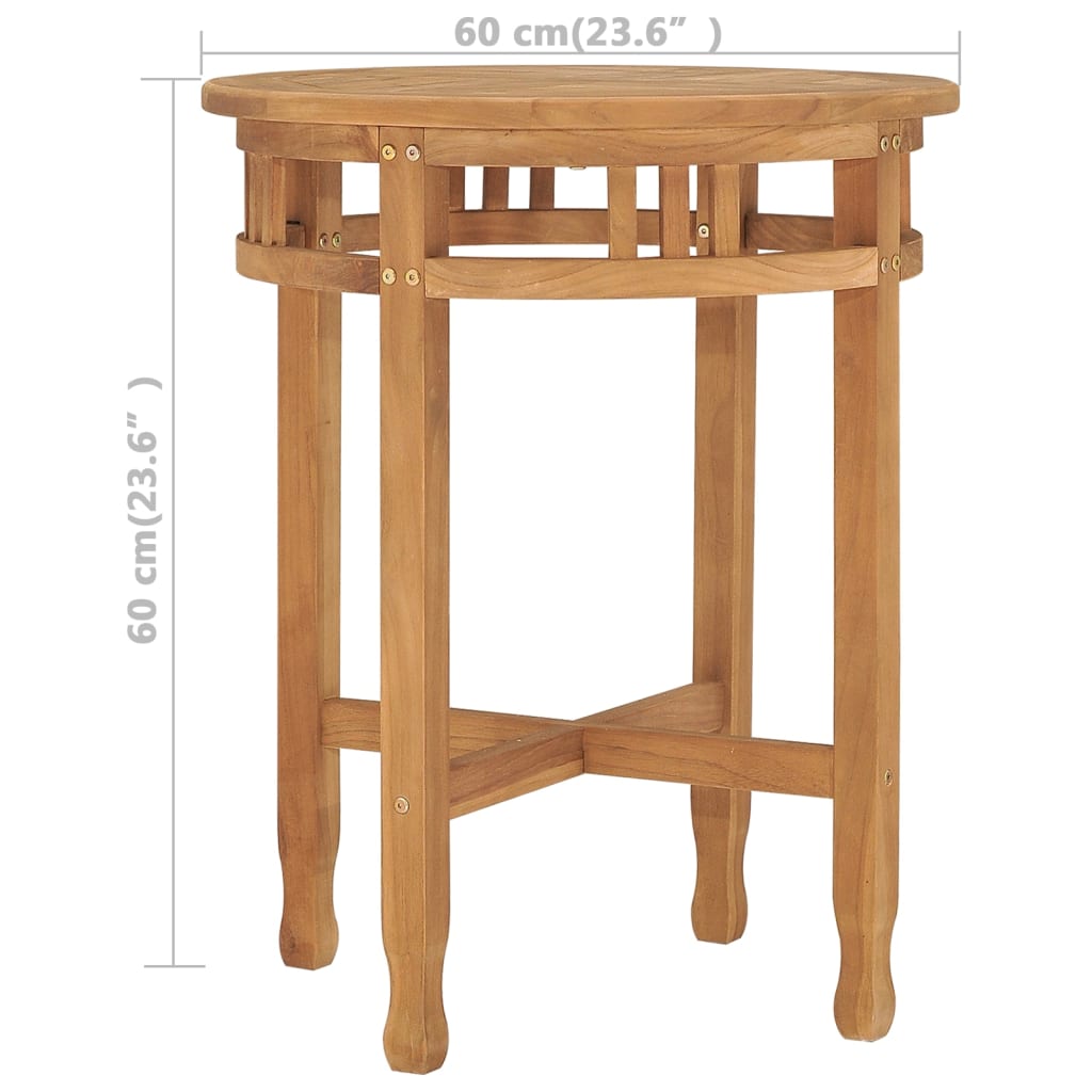 vidaXL bistro galds, Ø60x60 cm, masīvs tīkkoks